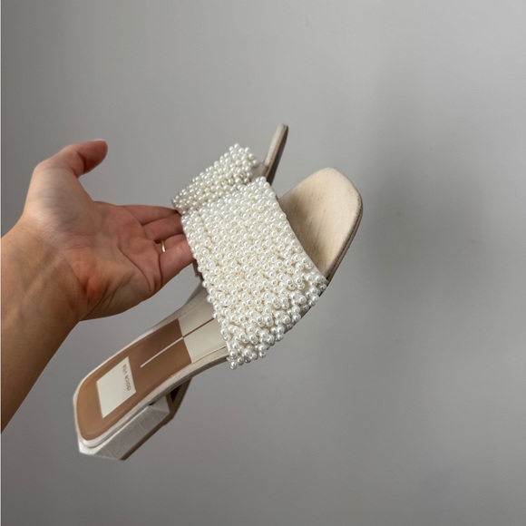 Dolce Vita Pearl Embellished White Sandals - Picture 4 of 4
